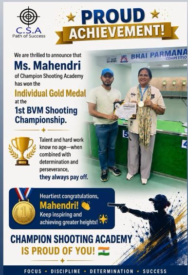 Mahendri wins Individual Gold at the 1st BVM Shooting Championship