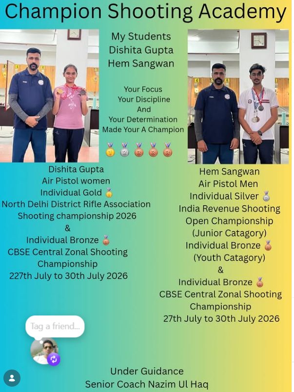 Dishita Gupta and Hem Sangwan win medals at the CBSE Central Zonal Championship